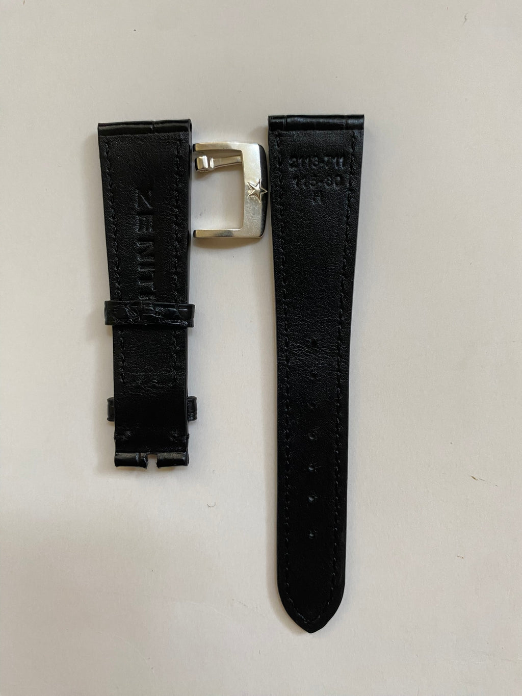 Zenith  20 mm original black alligator leather strap with pin buckle