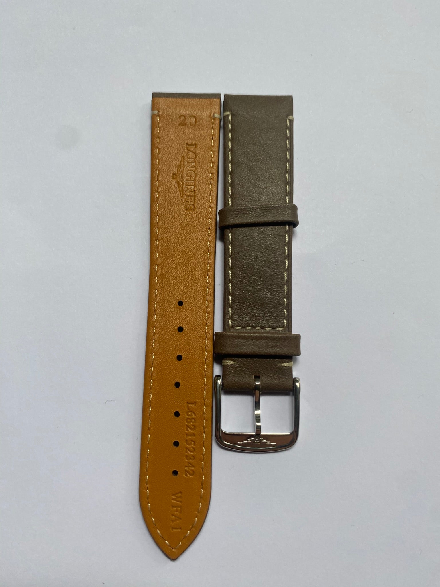 Longines Original 20 mm Brown Leather Strap with silver pin buckle L682152342