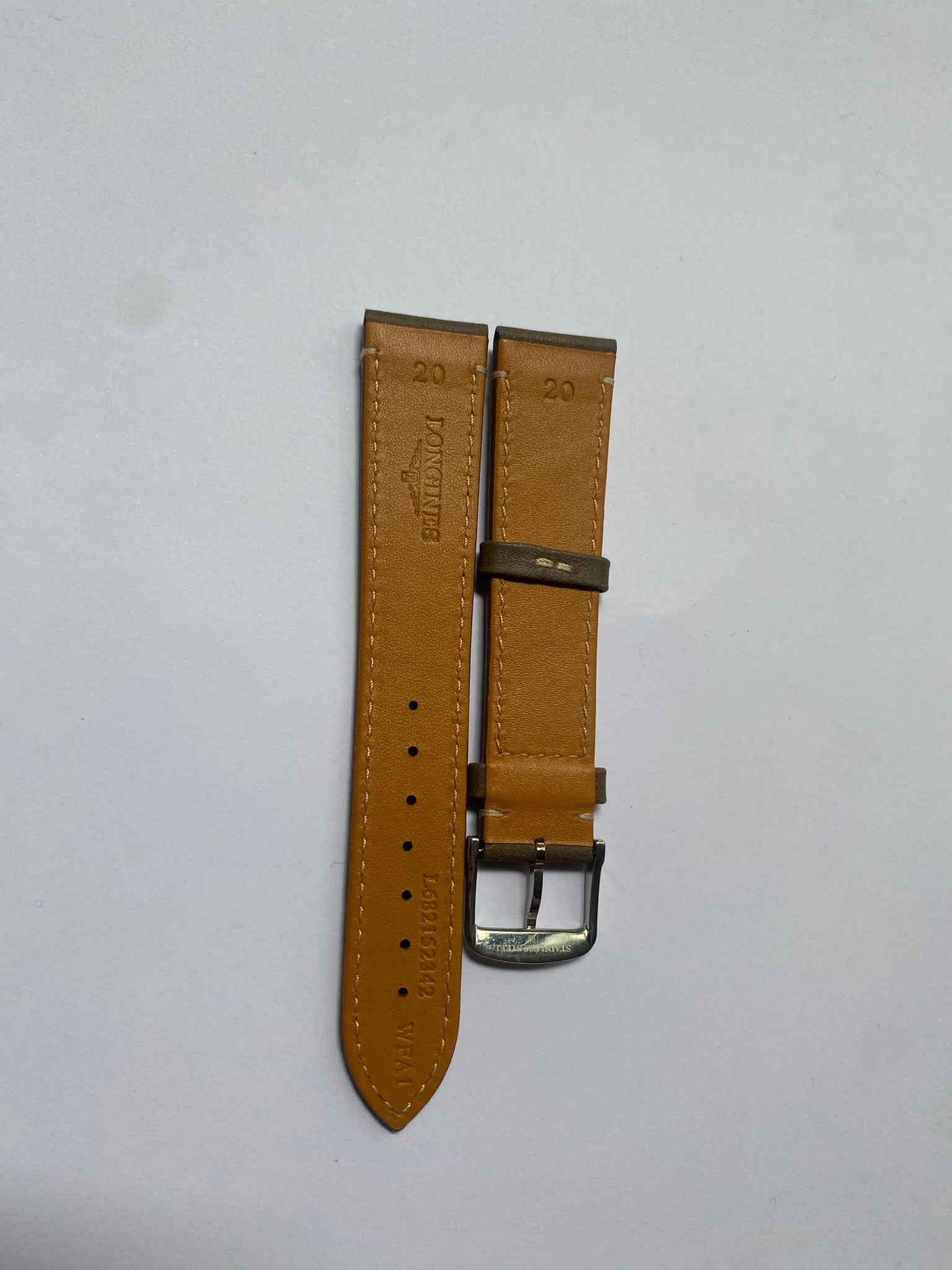 Longines Original 20 mm Brown Leather Strap with silver pin buckle L682152342