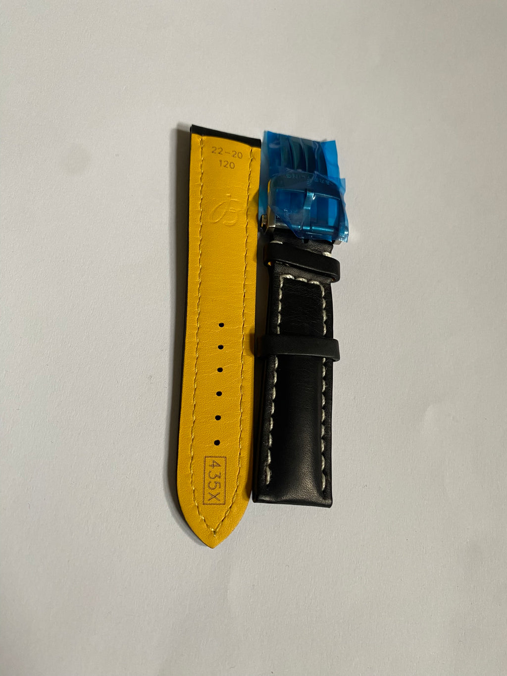 Breitling 22 mm black leather strap 435X