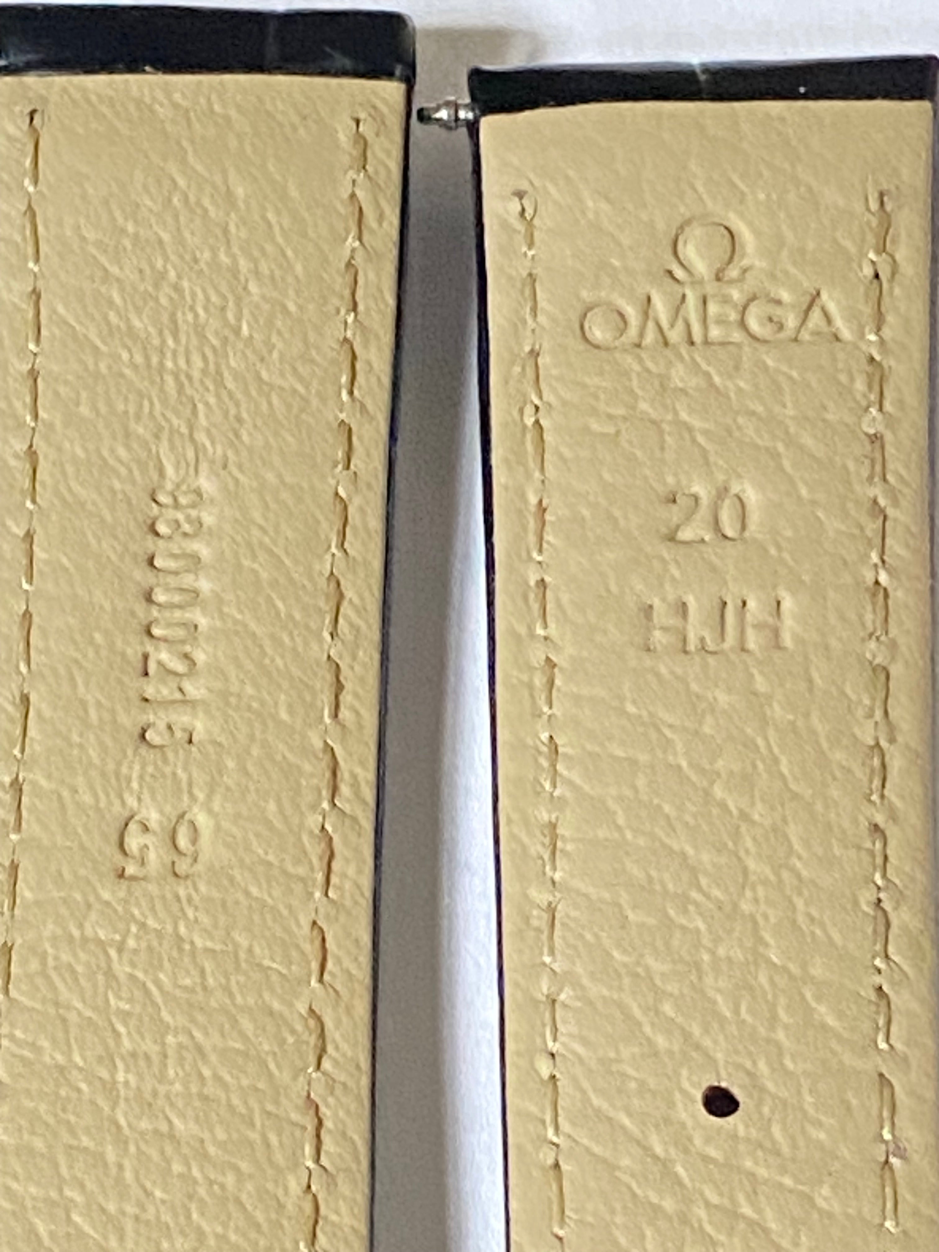 Omega original 20mm Black Alligator Leather Watch with deployment folding buckle 98000215