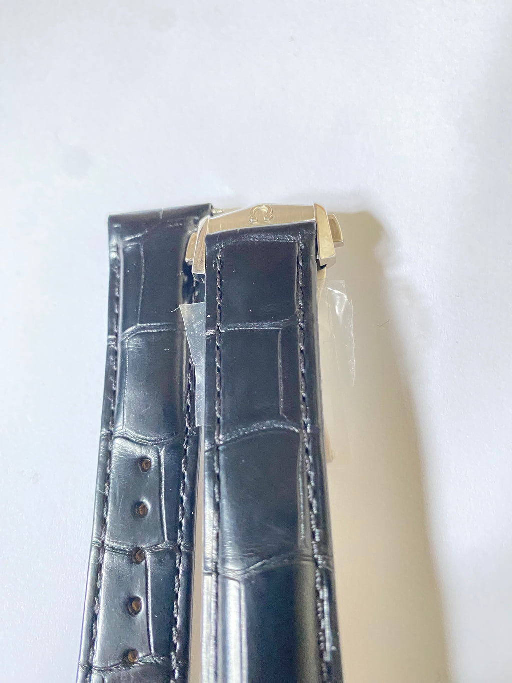 Omega original 20mm Black Alligator Leather Watch with deployment folding buckle 98000215