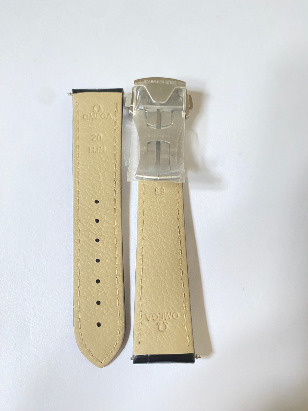 Omega original 20mm Black Alligator Leather Watch with deployment folding buckle 98000215
