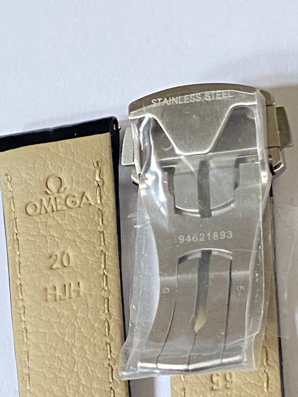 Omega original 20mm Black Alligator Leather Watch with deployment folding buckle 98000215