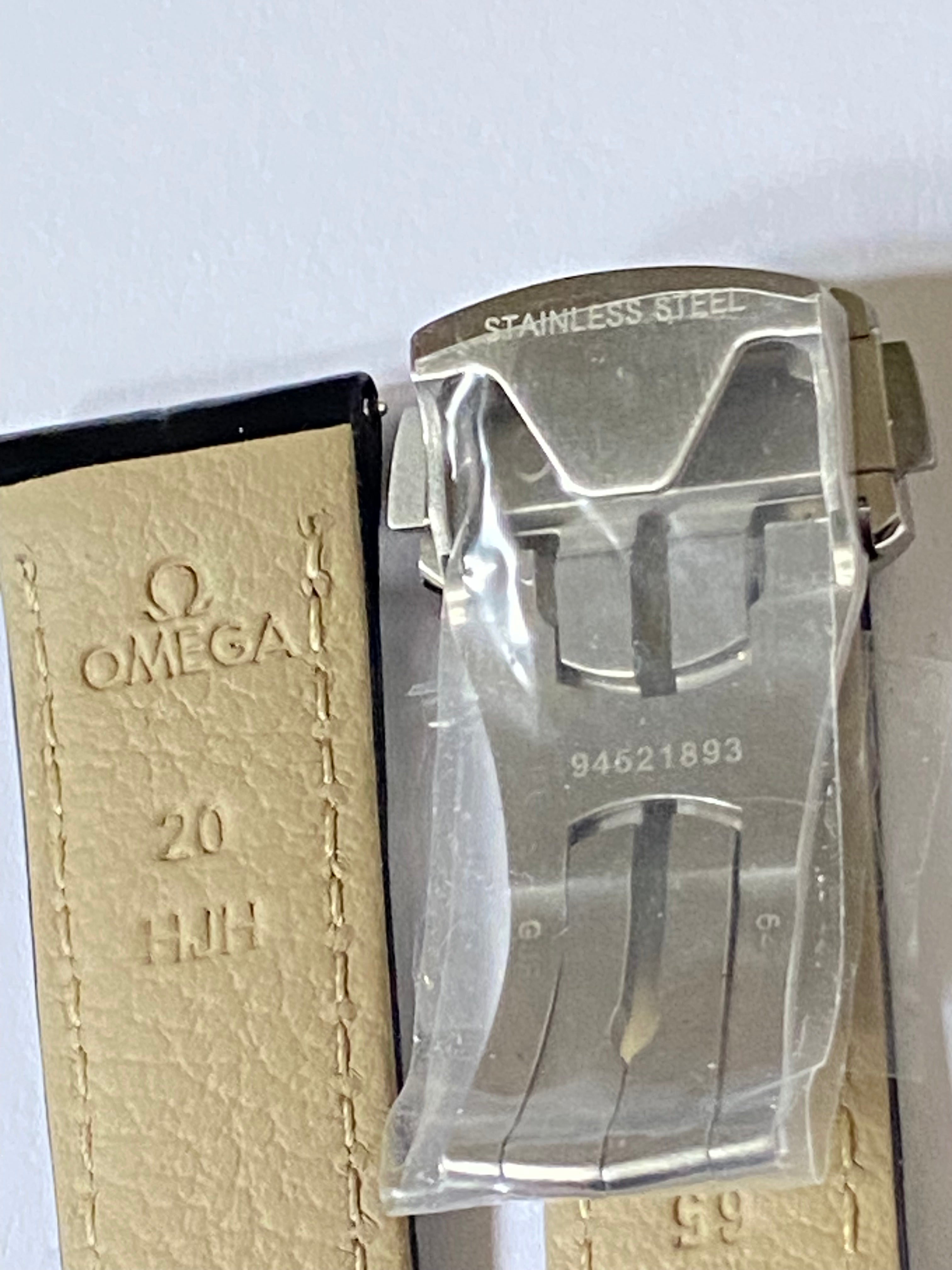 Omega original 20mm Black Alligator Leather Watch with deployment folding buckle 98000215