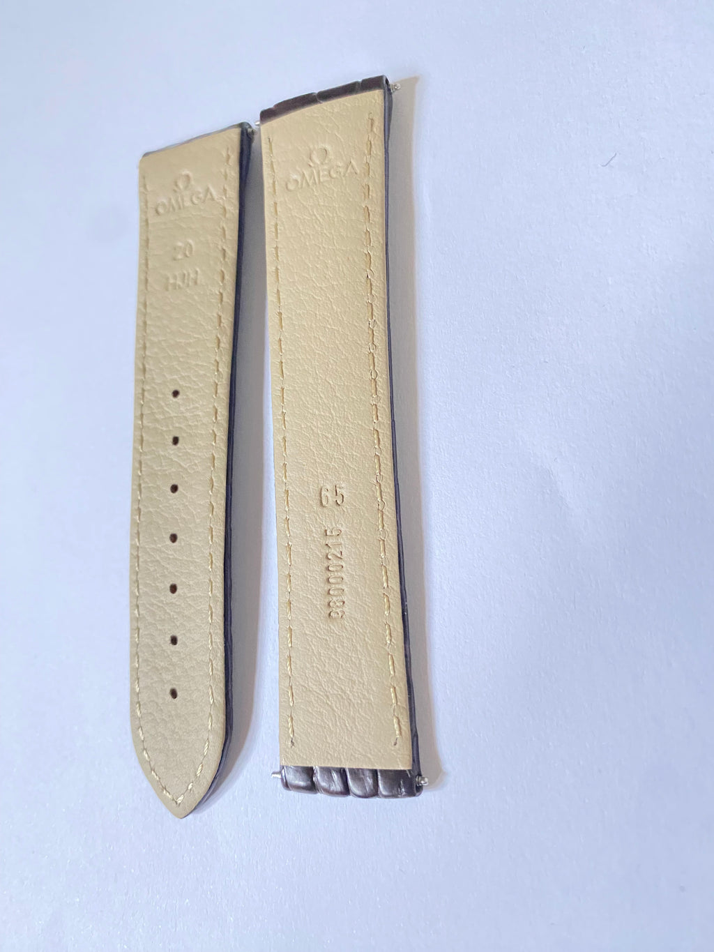 Omega 20mm Brown Alligator Leather Watch Strap with silver deployment buckle