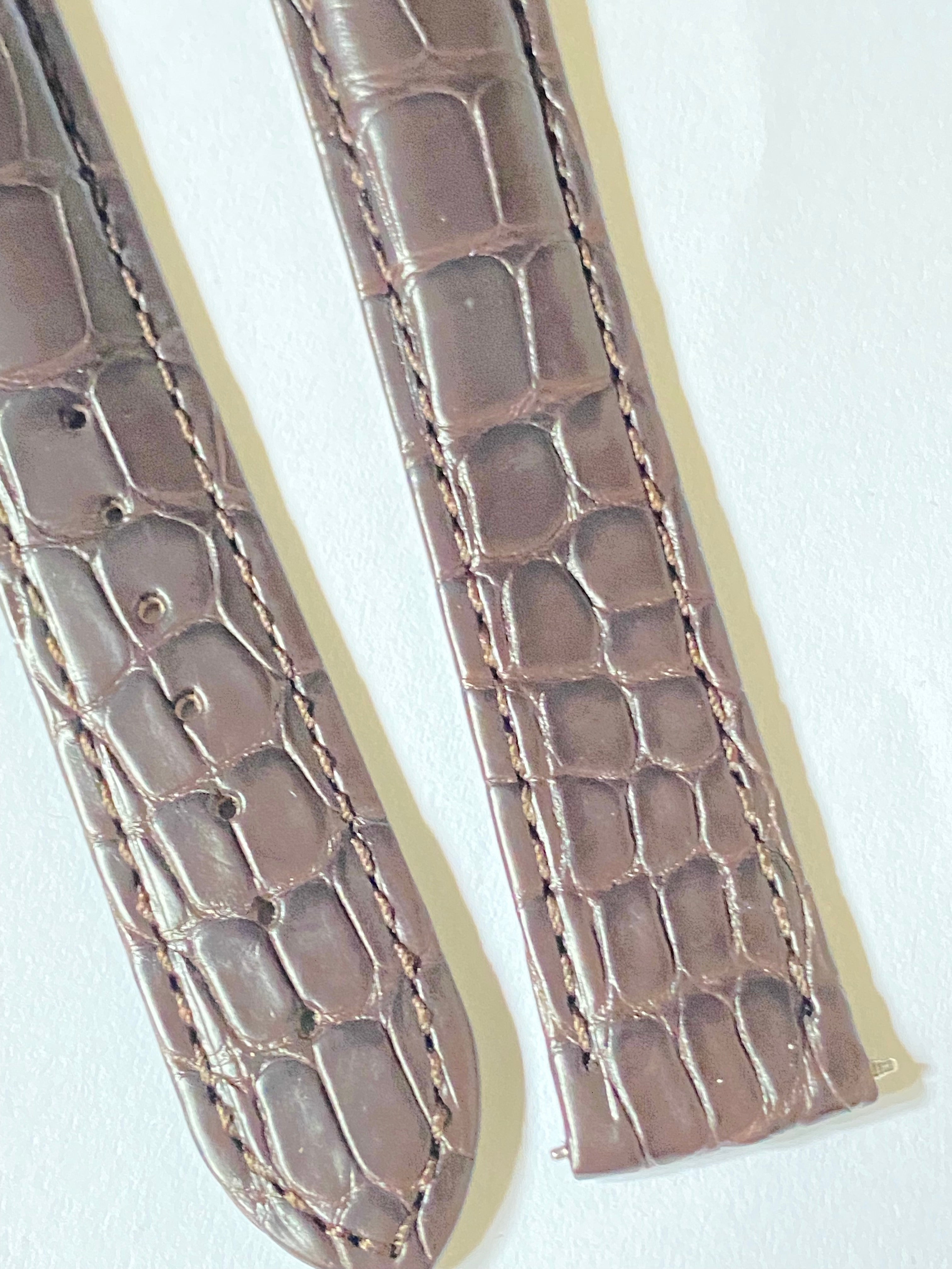 Omega 20mm Brown Alligator Leather Watch Strap with silver deployment buckle