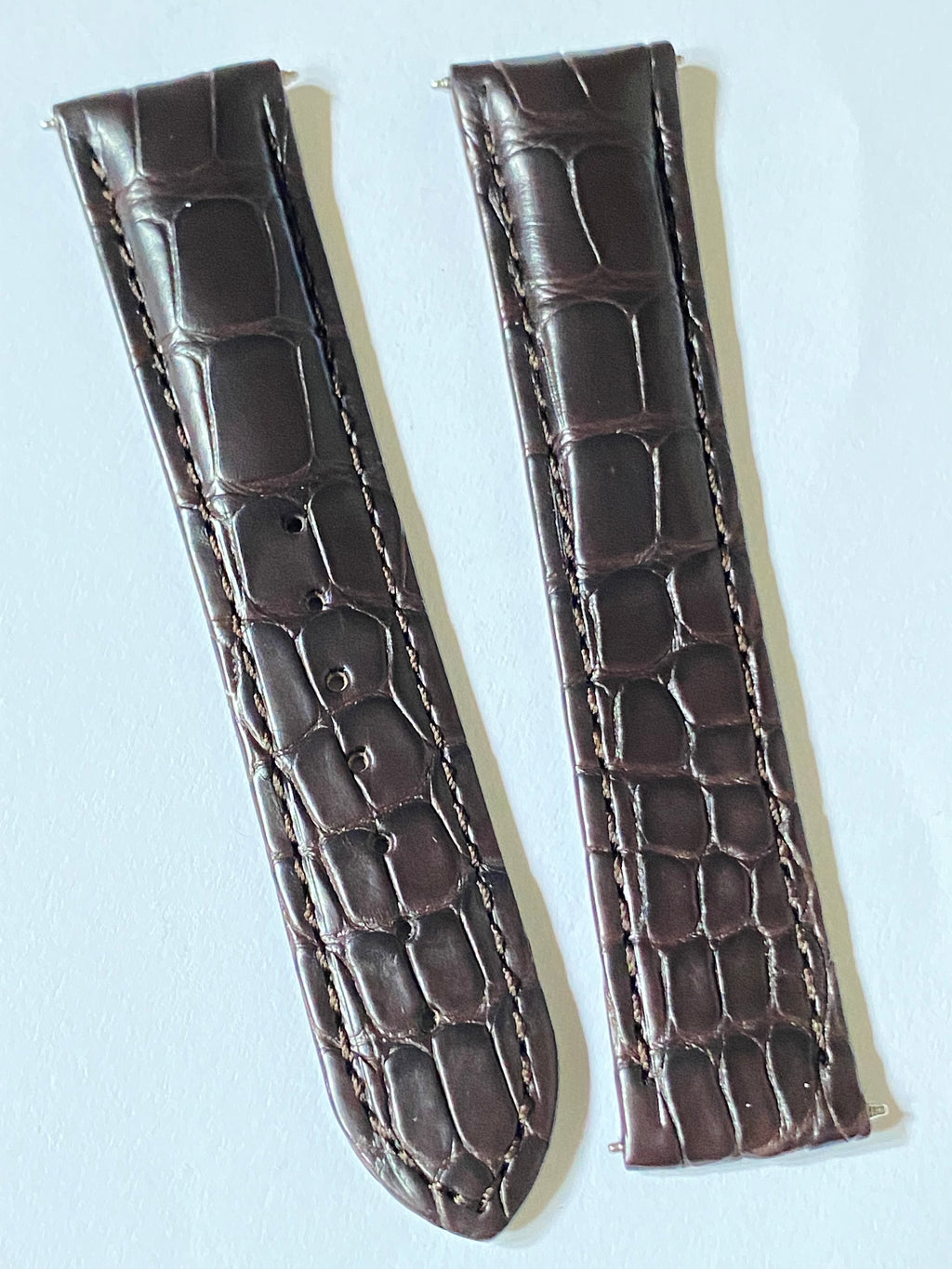 Omega 20mm Brown Alligator Leather Watch Strap with silver deployment buckle