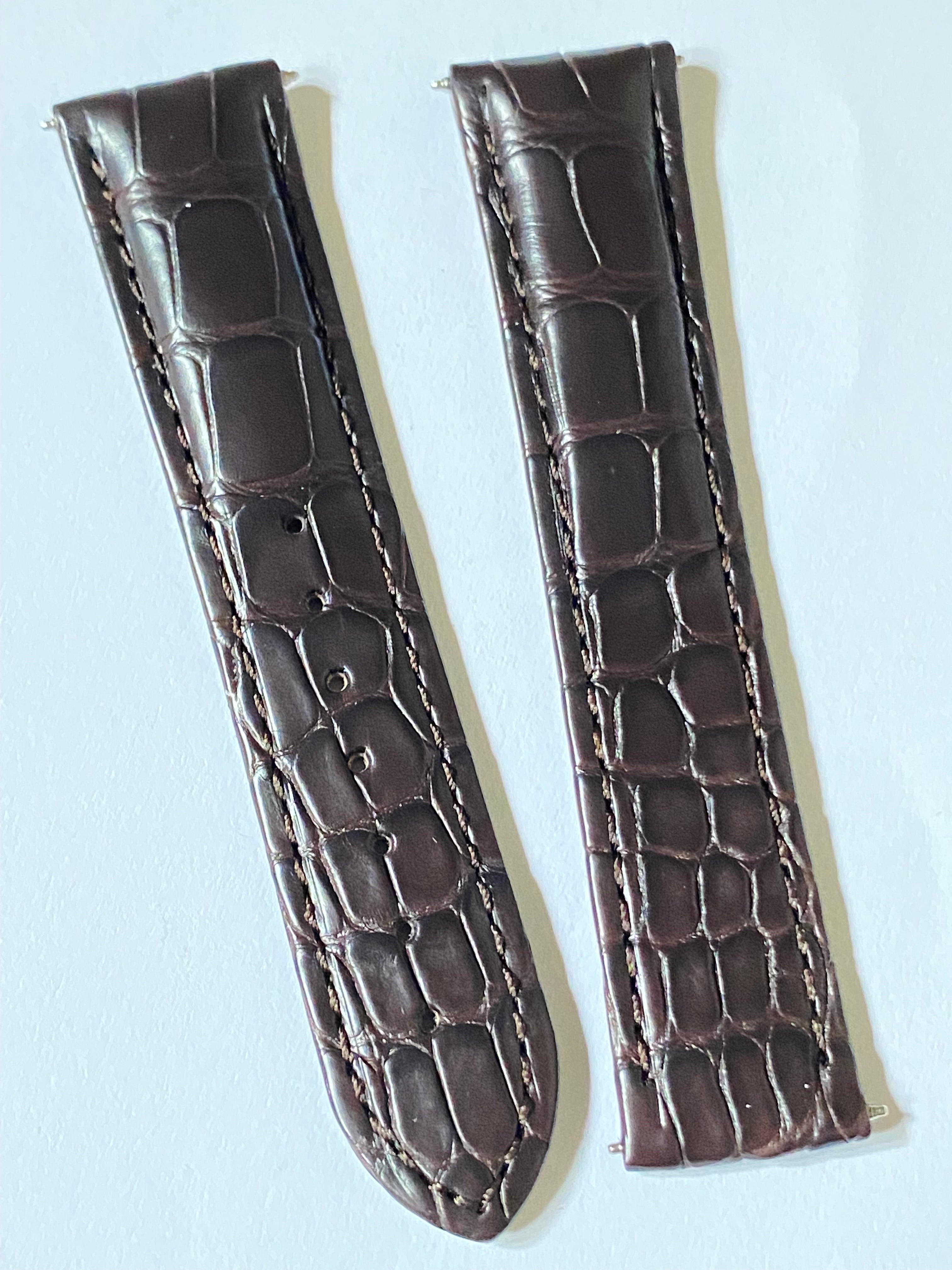 Omega 20mm Brown Alligator Leather Watch Strap with silver deployment buckle
