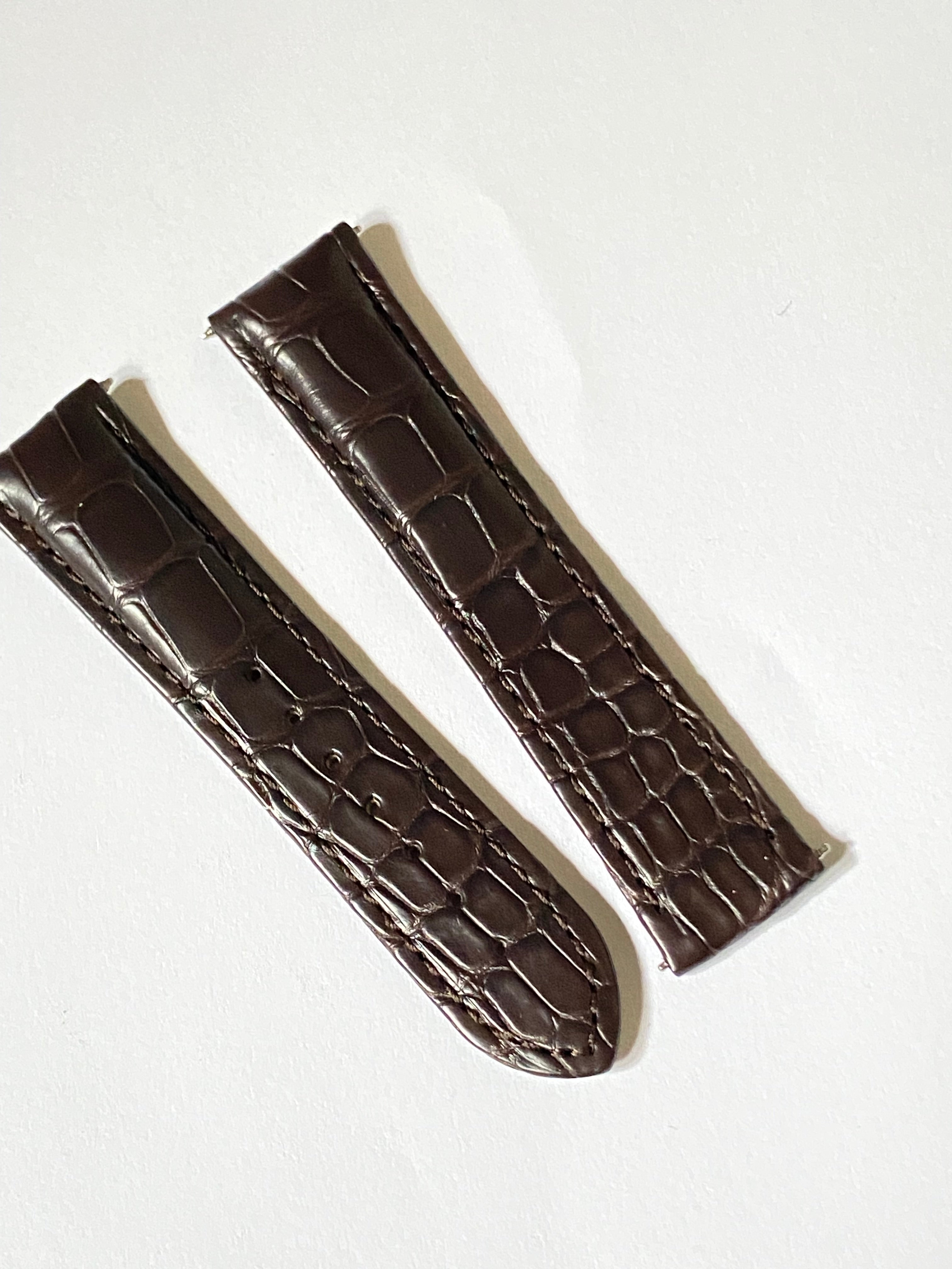 Omega 20mm Brown Alligator Leather Watch Strap with silver deployment buckle
