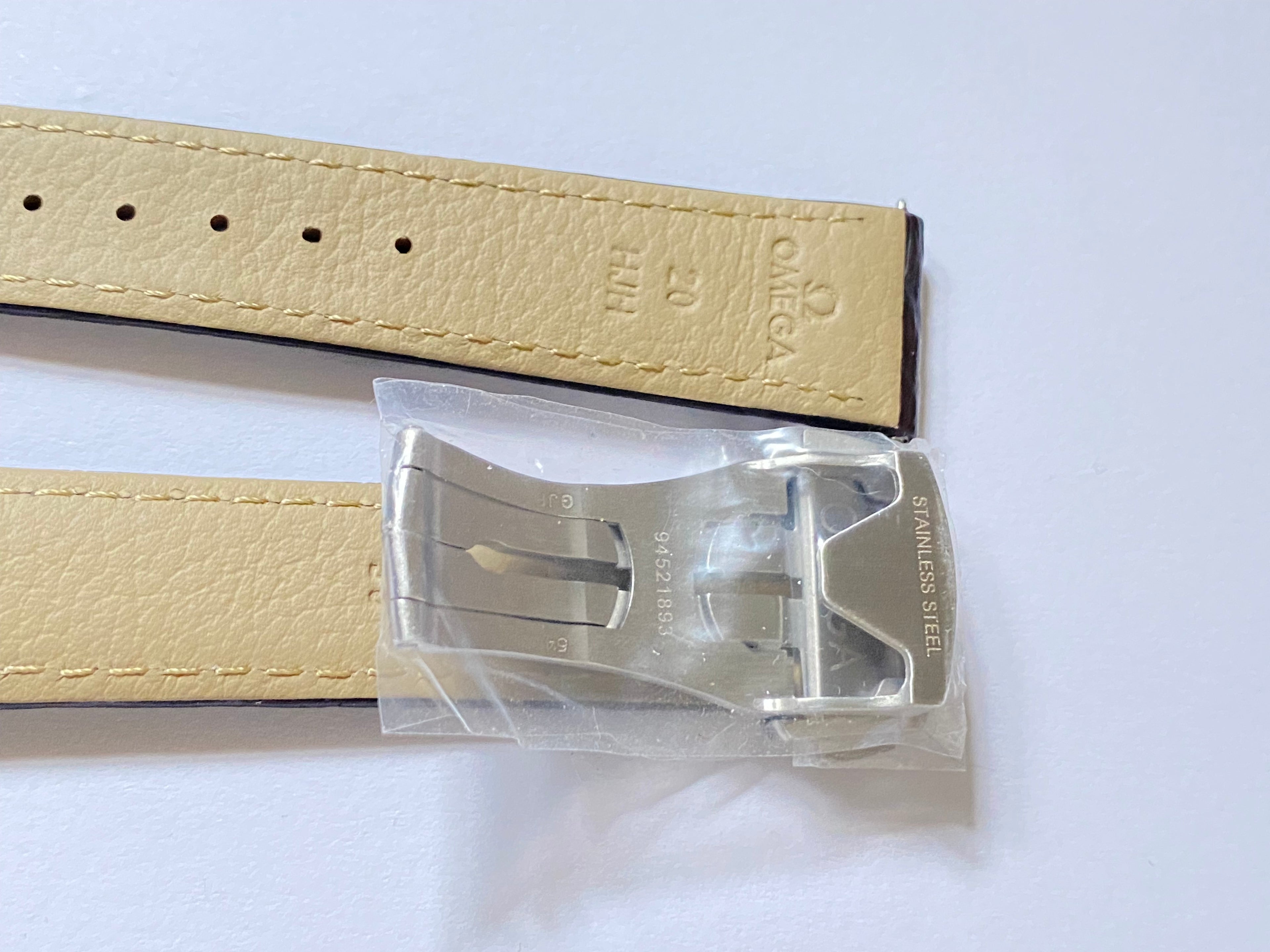 Omega 20mm Brown Alligator Leather Watch Strap with silver deployment buckle