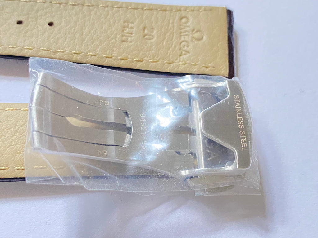 Omega 20mm Brown Alligator Leather Watch Strap with silver deployment buckle