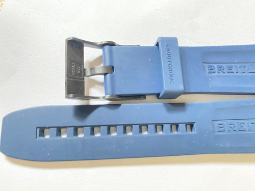 Breitling 24-20 mm navy blue rubber silicone strap with black pin buckle 159S