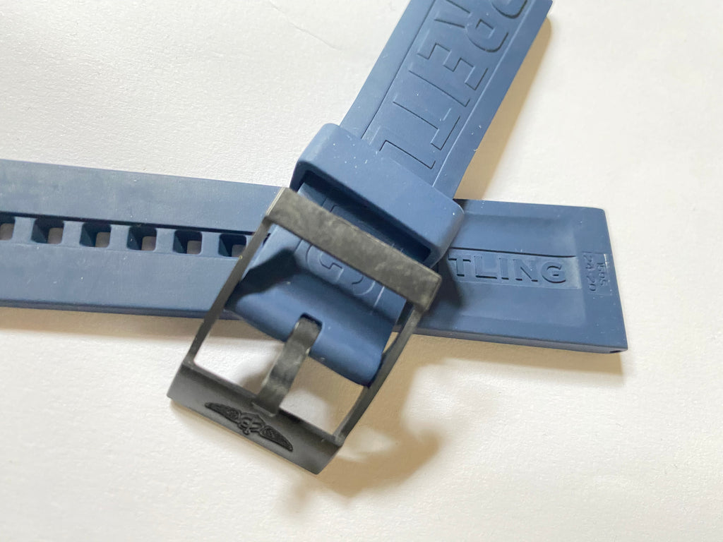Breitling 24-20 mm navy blue rubber silicone strap with black pin buckle 159S