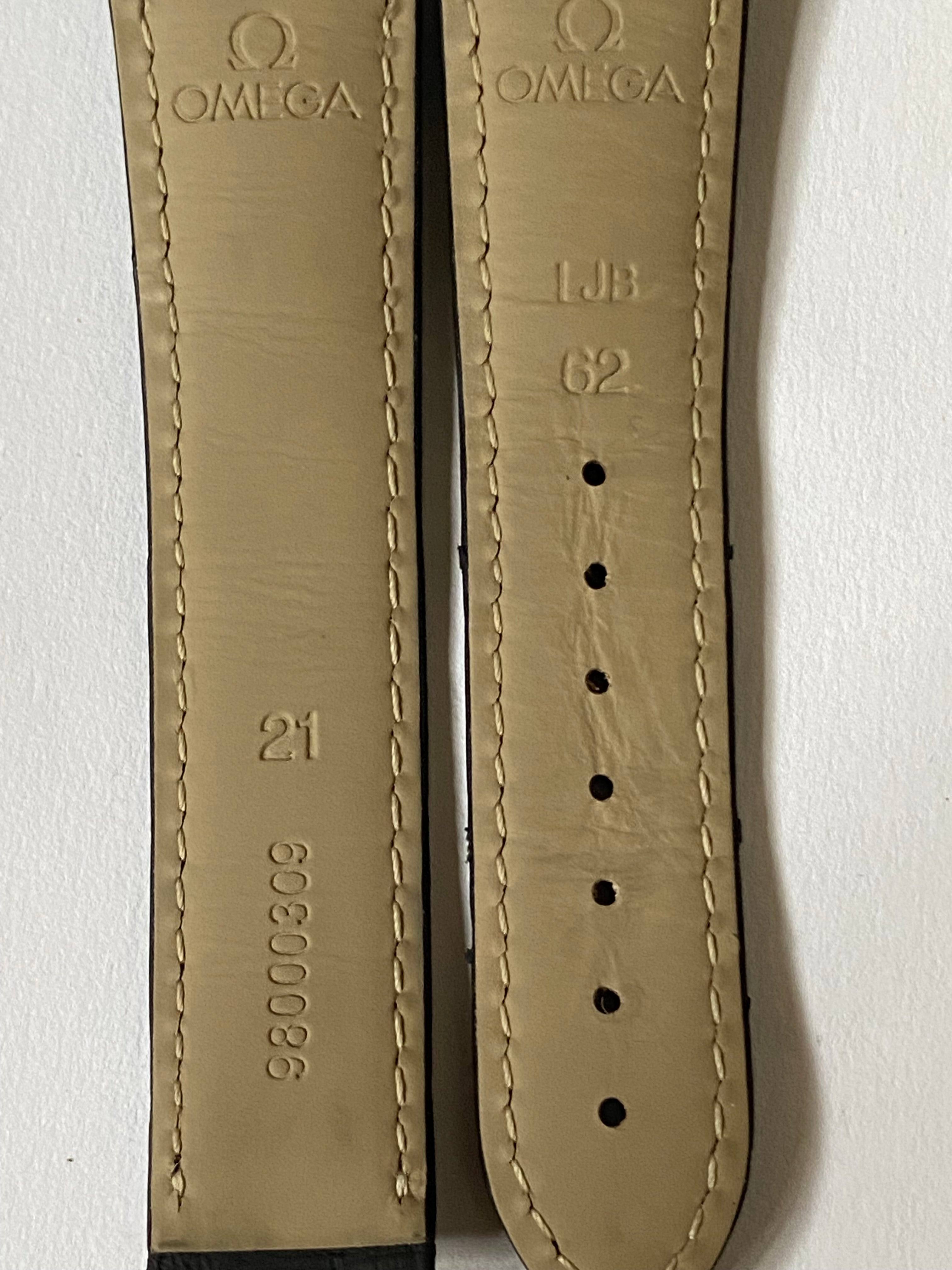 OEM Omega Seamaster Aqua Terra 21 mm black alligator Leather Strap 98000309