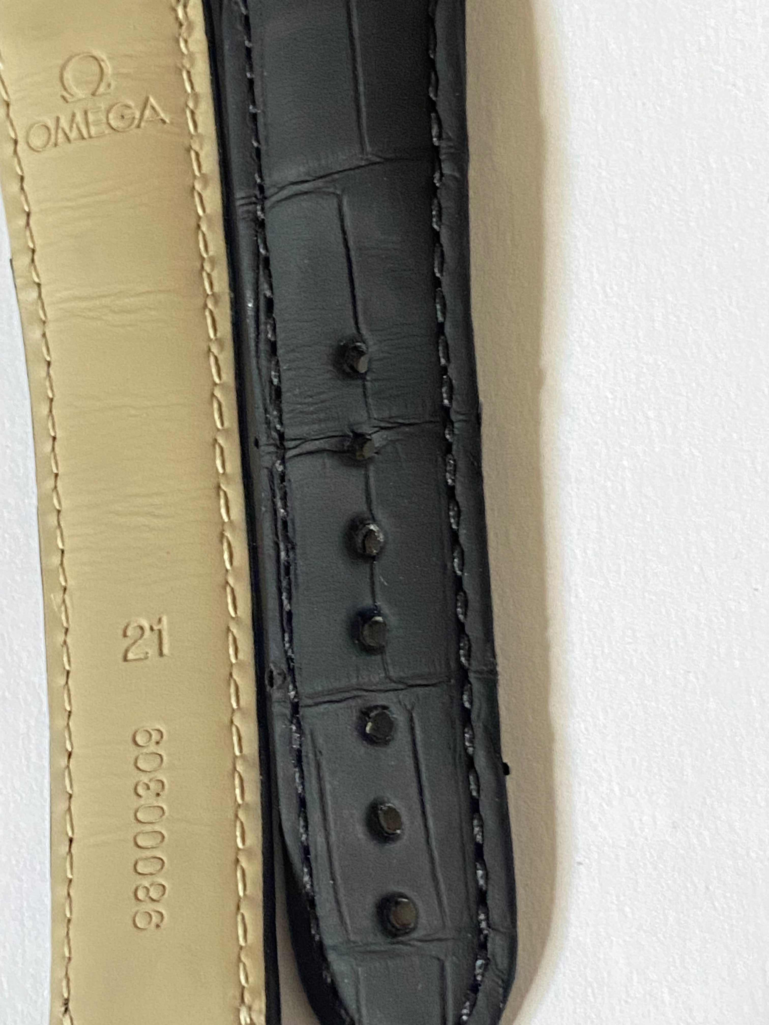 OEM Omega Seamaster Aqua Terra 21 mm black alligator Leather Strap 98000309