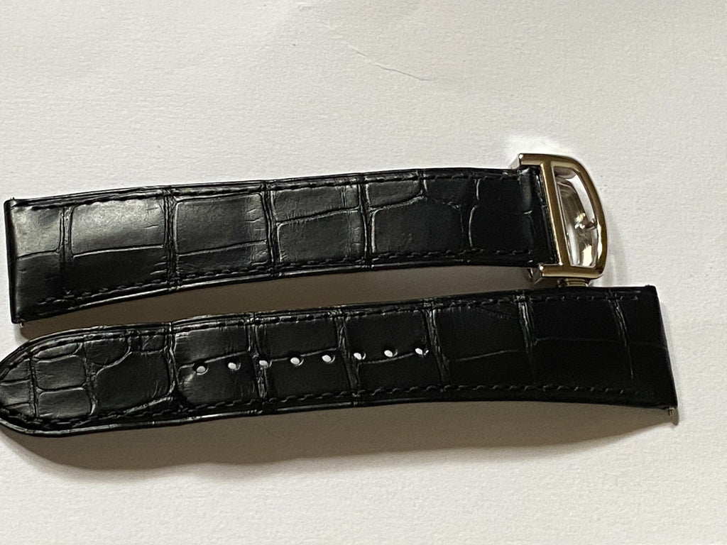 Cartier 21 mm black alligator leather strap  with deployment buckle KDAQLK97