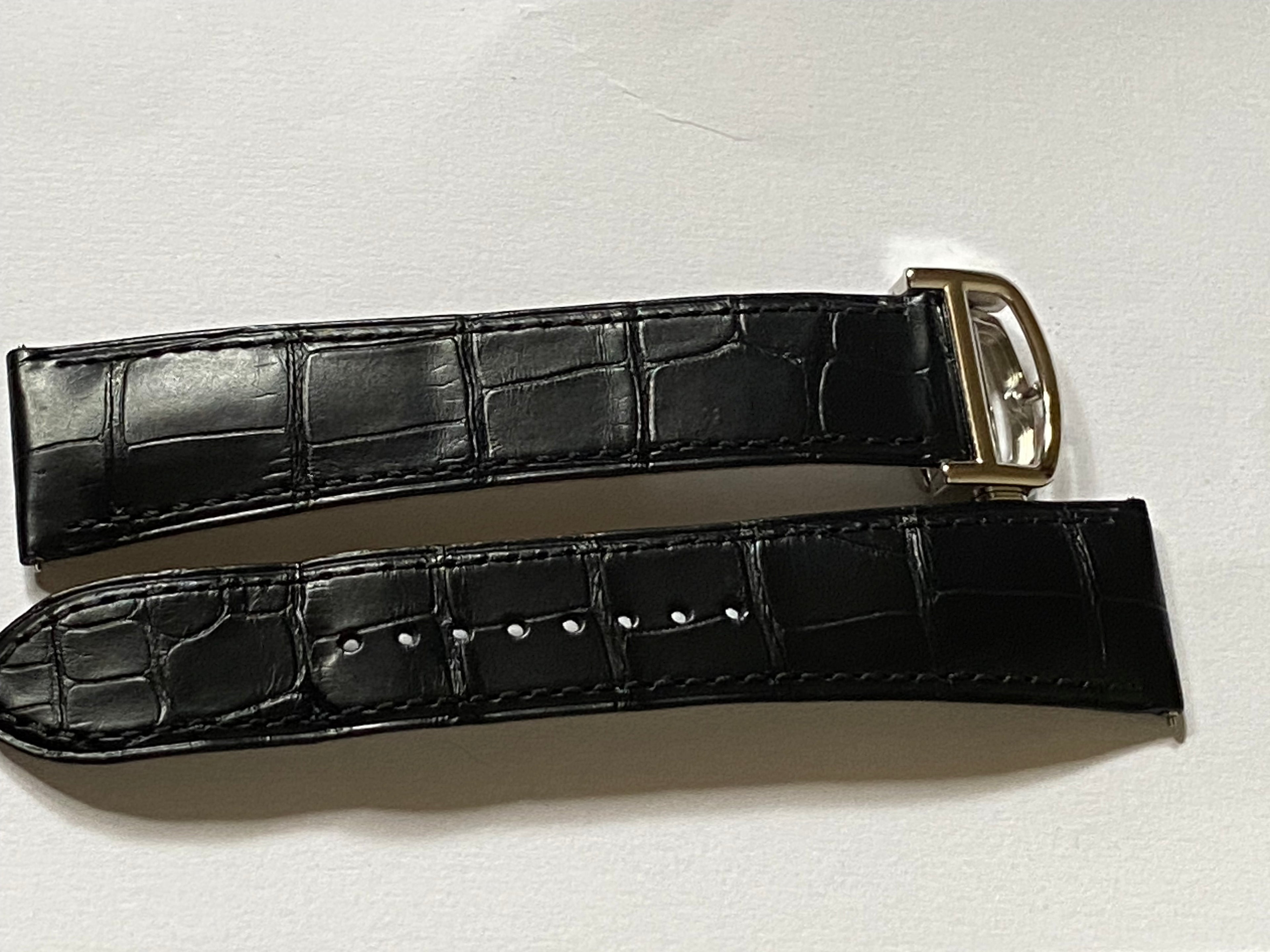 Cartier 21 mm black alligator leather strap  with deployment buckle KDAQLK97