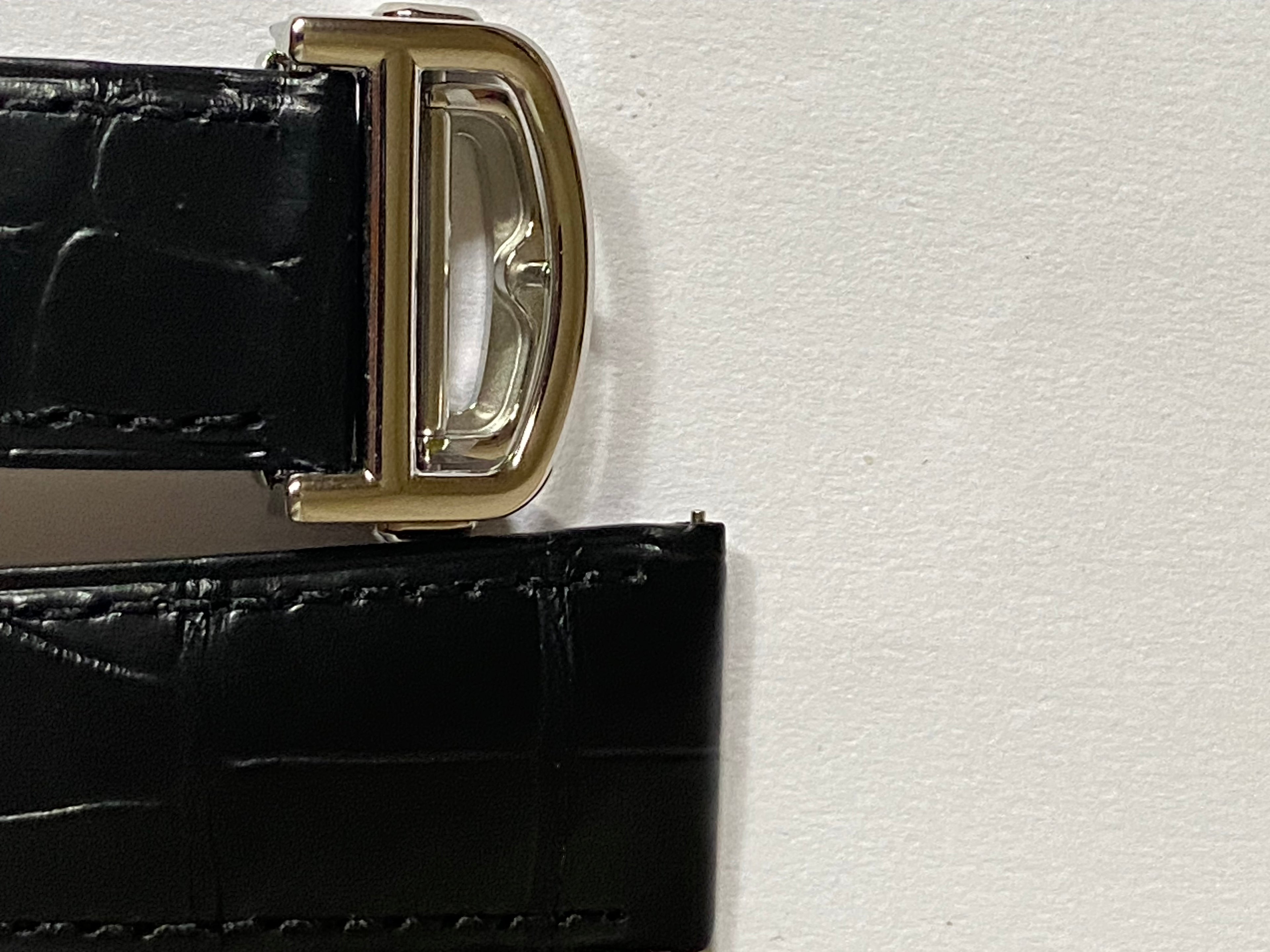 Cartier 21 mm black alligator leather strap  with deployment buckle KDAQLK97