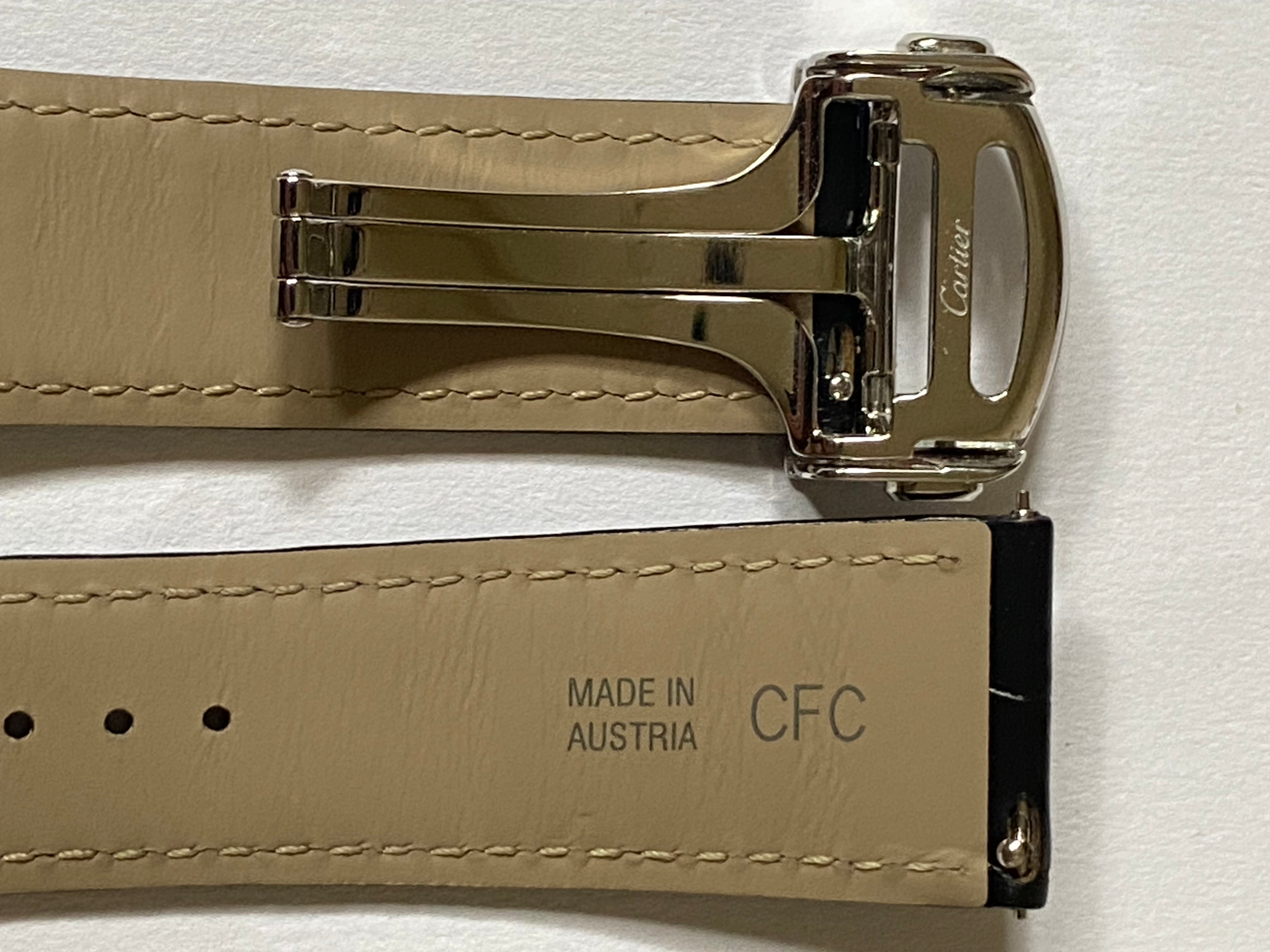 Cartier 21 mm black alligator leather strap  with deployment buckle KDAQLK97