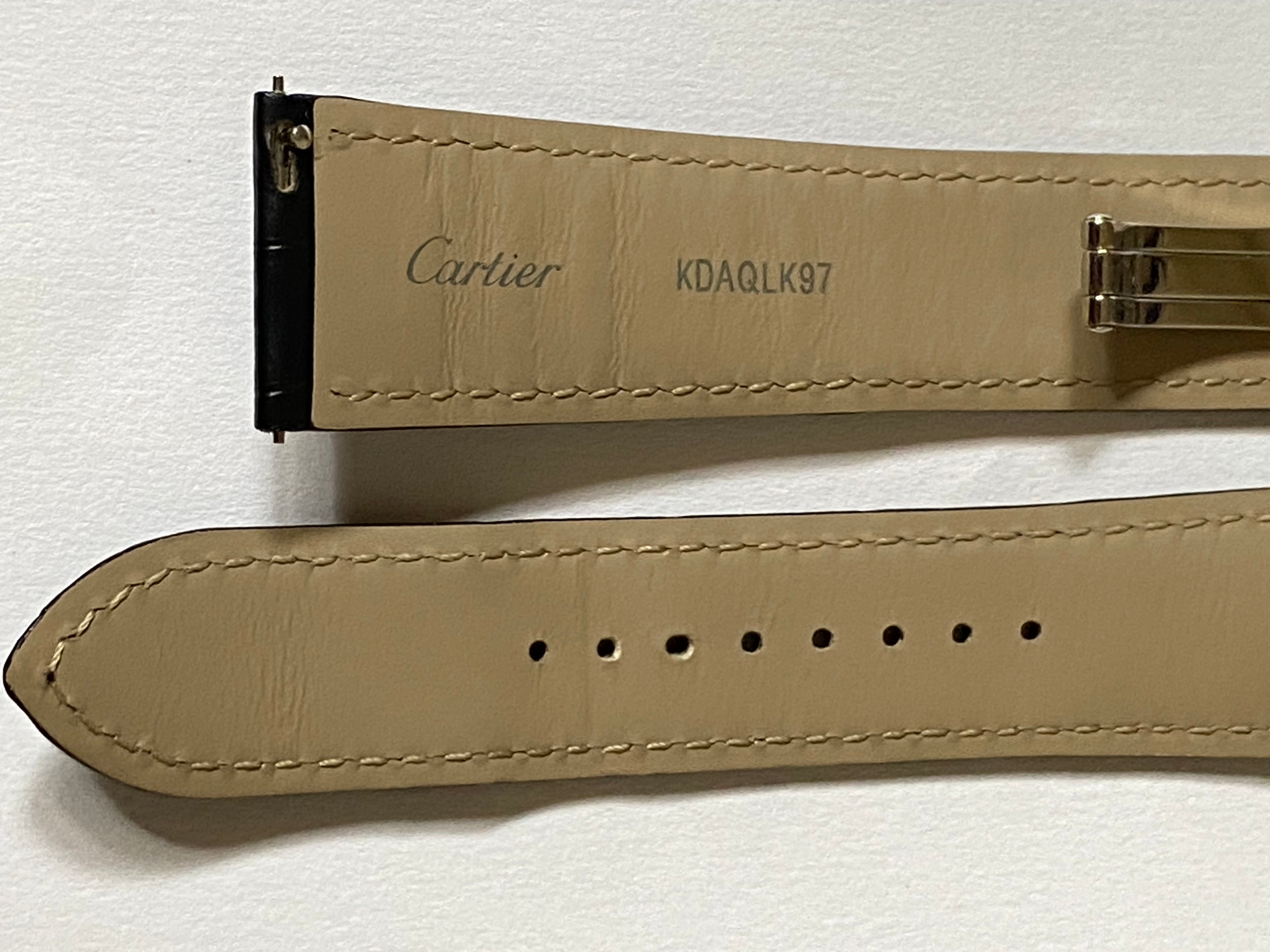 Cartier 21 mm black alligator leather strap  with deployment buckle KDAQLK97