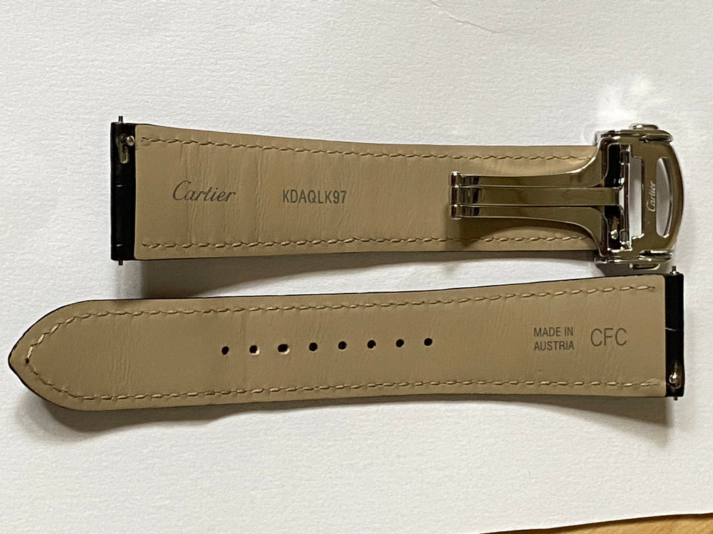 Cartier 21 mm black alligator leather strap  with deployment buckle KDAQLK97