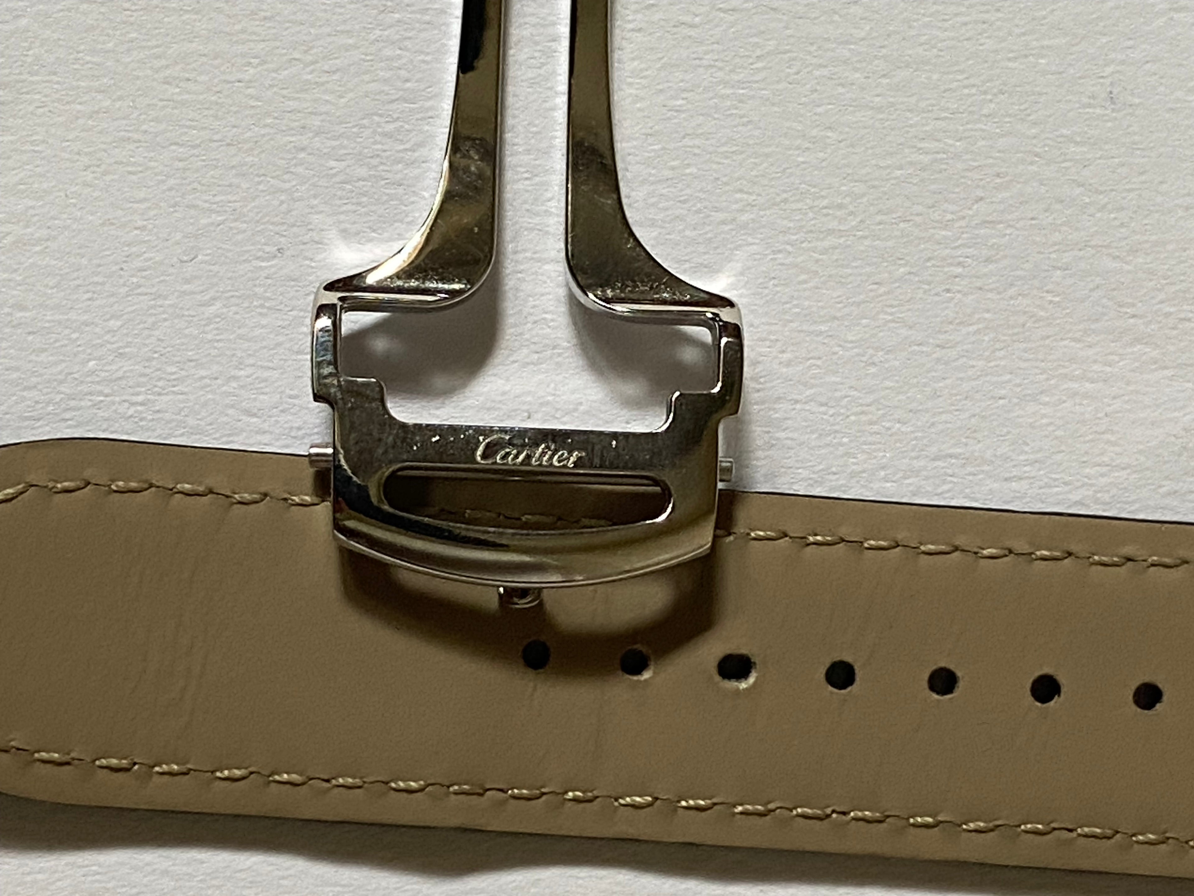 Cartier 21 mm black alligator leather strap  with deployment buckle KDAQLK97