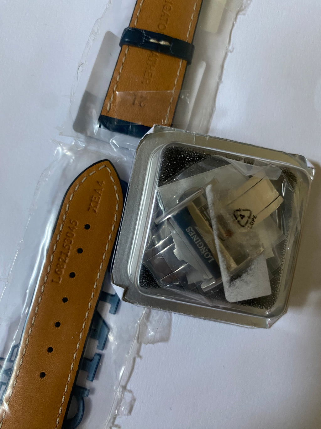 Longines Original Master Collection Moonphase 21 mm  Navy Blue Alligator XL Leather Strap with silver deployment buckle L682153045
